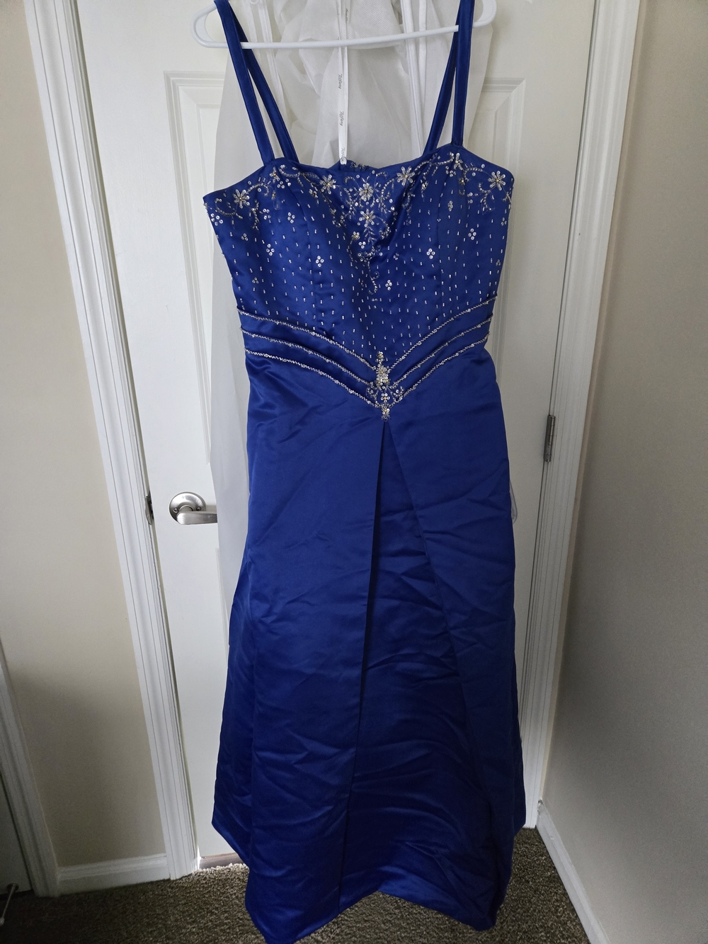 Tiffany Designs Royal Blue Beaded A-Line Prom Gown